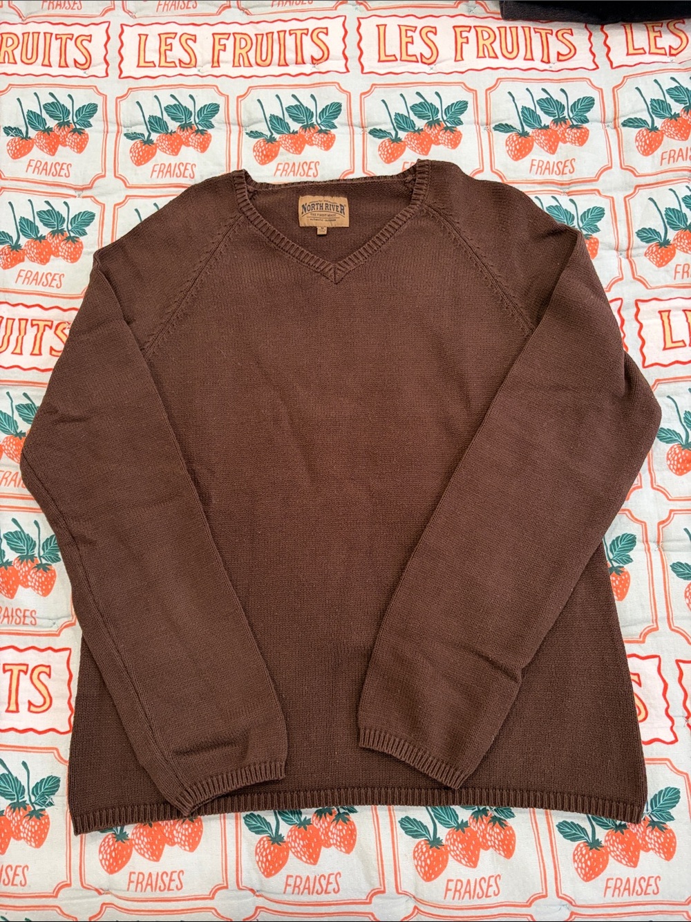 North River Brown V-Neck Sweater
